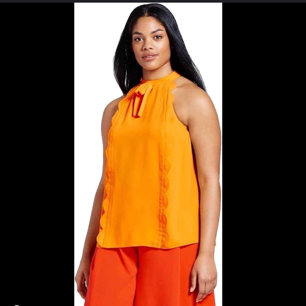 Victoria Beckham x Target scalloped yellow halter neck tank top new with tags